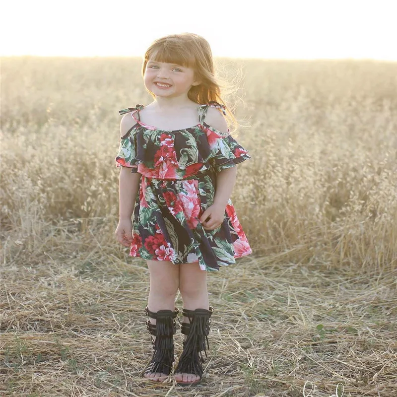 Милая летняя одежда для маленьких девочек повседневные праздничные платья из
