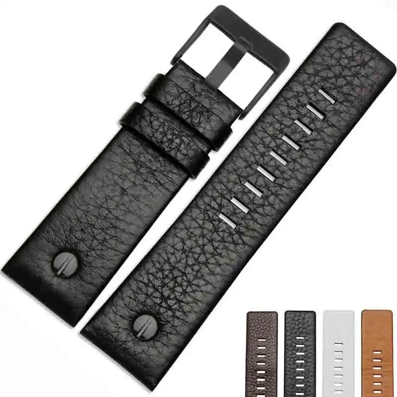 Black Black buckle Новая мода кожаный ремешок для часов с часы на заклепках ремень браслет для дизель DZ7313 DZ7333 7322 7257 4318 7348 7334 Замена - Цвет ремешка: Black Black buckle