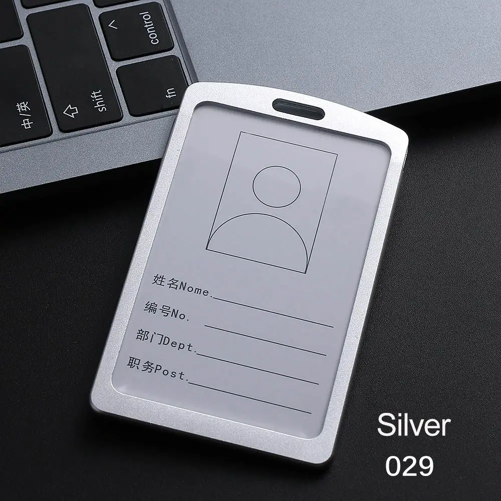 029 Silver 2 цвета 4 стиль алюминиевый сплав визитная карточка ID бейдж ремешок-держатель Горячие вертикальные металлические офисные школьные принадлежности - Цвет: 029 Silver
