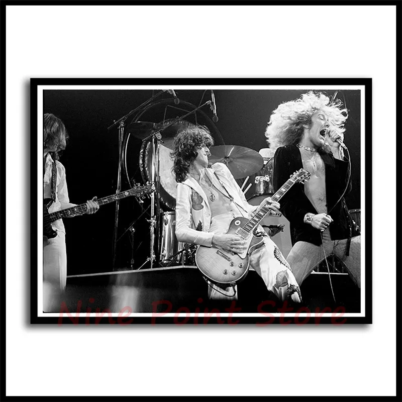 Led Zeppelin рок-музыка с покрытием бумажные Плакаты для дома спальни общежития Настенный декор Бескаркасный плакат - Цвет: Черный
