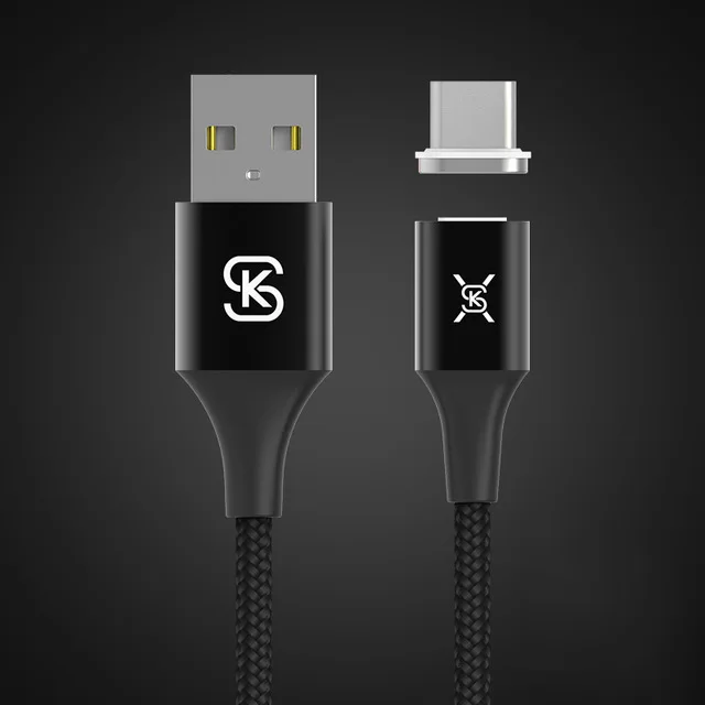 black type c SIKAI 0,5 m 3A нейлоновый Магнитный кабель Micro USB C кабель для Android 5A 1 м Магнитный кабель Автомобильное зарядное устройство для type C кабель освещения - Цвет: black type c
