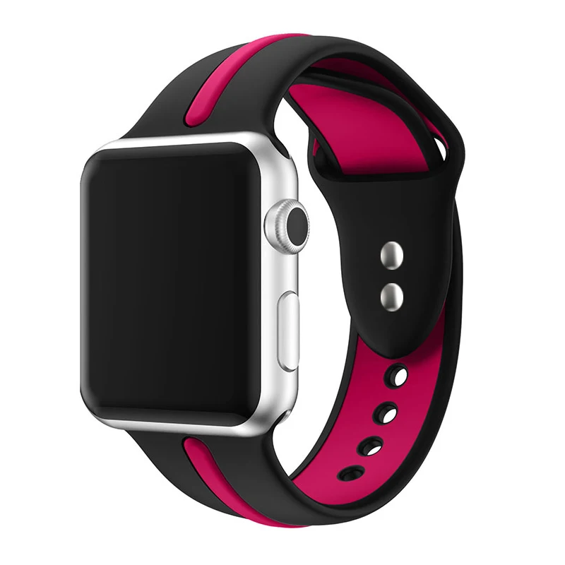 Ремешок для часов apple Watch band apple watch 5 4 band 44 мм iwatch band 42 мм correa 38 мм 40 мм силиконовый ремешок для часов pulseira 3 - Цвет ремешка: black Rose red