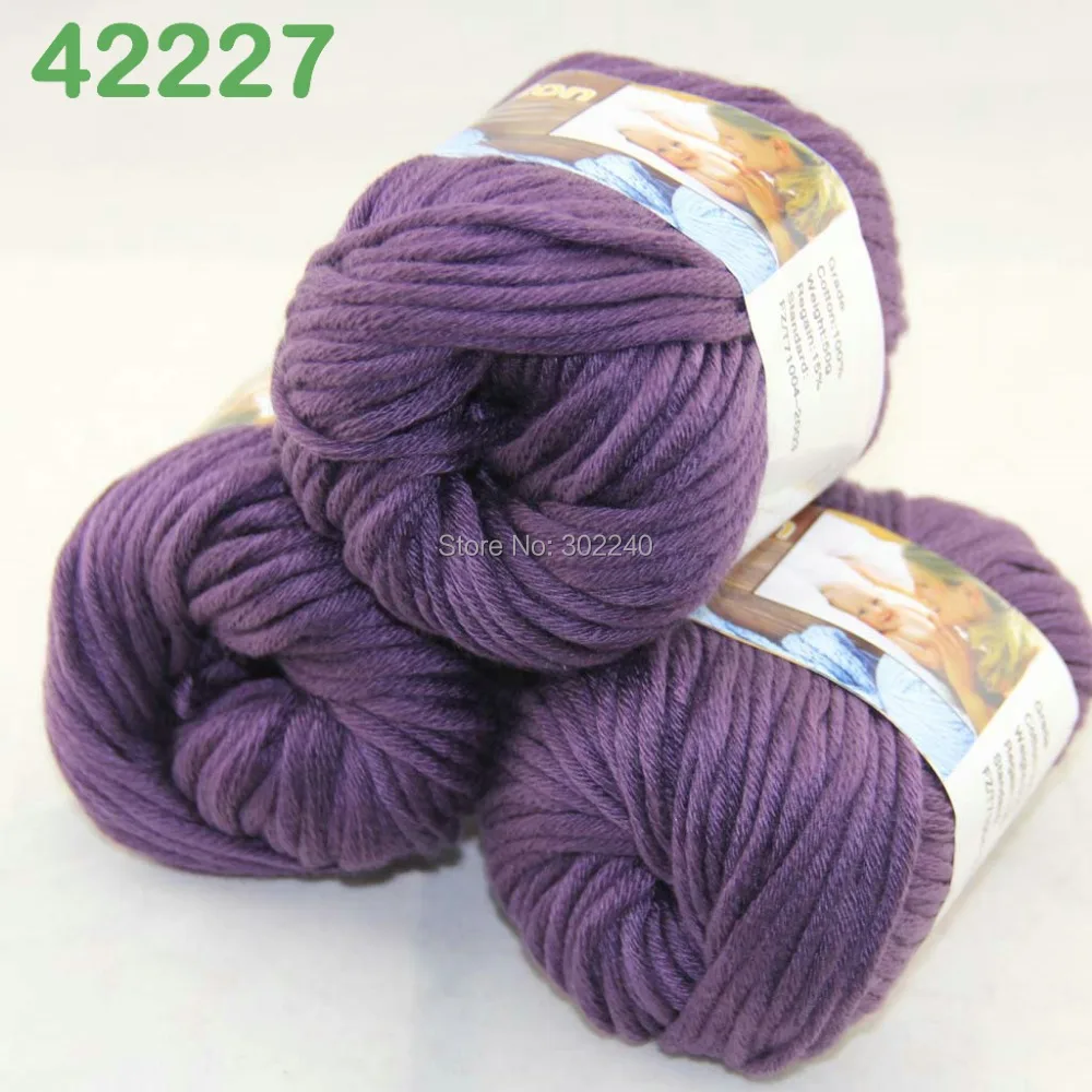 Лот из 3 шаров х 50 г Специальный Толстая камвольно хлопок Вязание Пряжа Индиго 2227 |