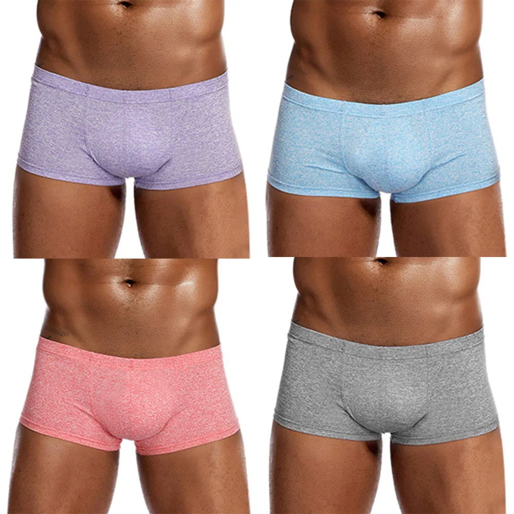 Мужское нижнее белье мягкие дышащие Однотонные трусы боксеры Z0329 2019|Мужские