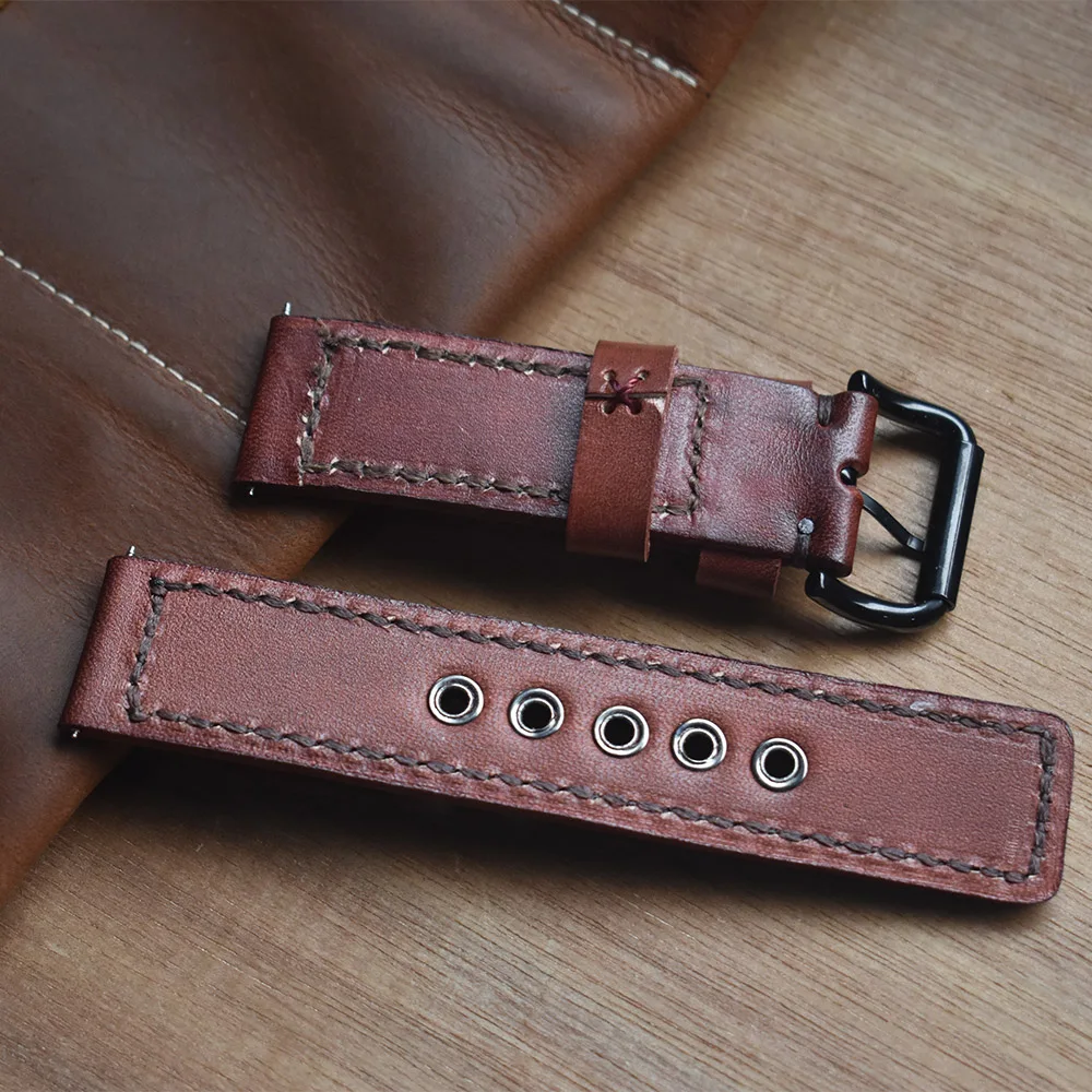 Ремешок для часов KZB10 кожаный браслет ручной работы мужчин и женщин 20 мм 22 24