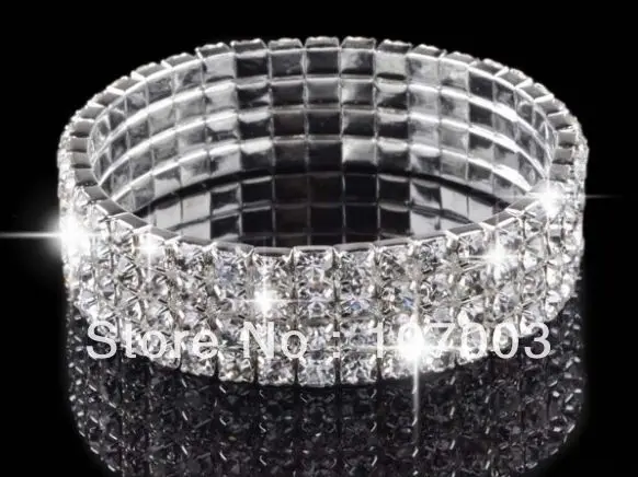 (Скидка 56% на оптовую продажу) 4 ряда Стразы браслет стальной цветной теннисные