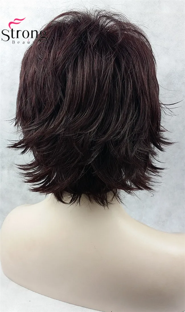 StrongBeauty короткий светло-коричневый подчеркивает Feathery Shaggy полный синтетический парик выбор цвета