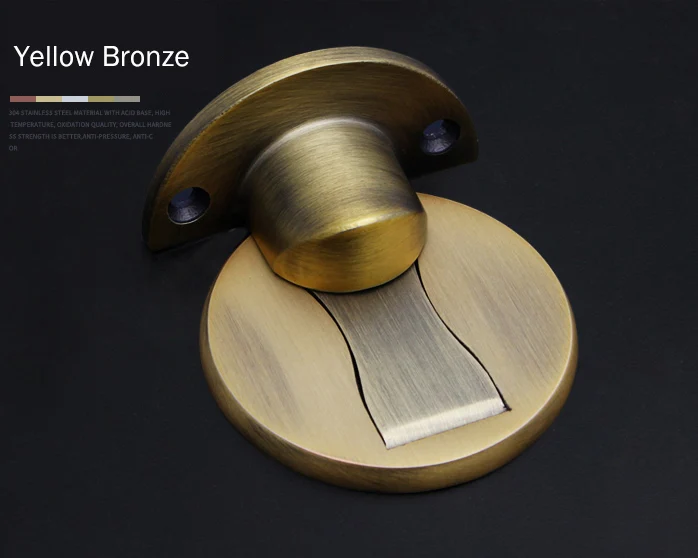 yellow bronze KAK, магнитные дверные стопоры, 304, нержавеющая сталь, дверные стопоры, скрытые дверные держатели, для ловли пола, без гвоздей, дверной стопор, мебельная фурнитура - Цвет: yellow bronze
