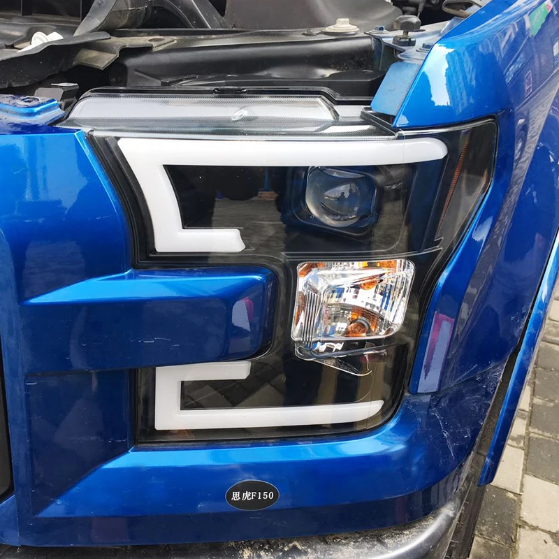 Светодиодные ленты передние фары для Ford F 150 в сборе ДХО линзы проектора Bi Xenon|Фара
