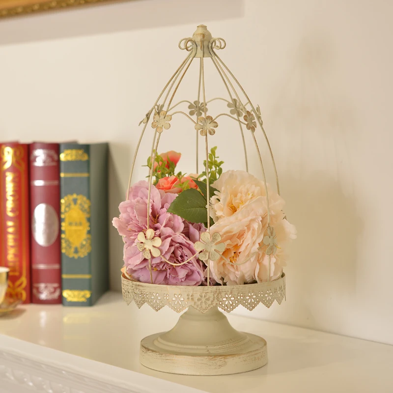 Металлическая клетка для птиц держатель свечи винтажное украшение дома