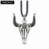 bull skull leather necklaceeurope style glam fashion good jewelry for women2019 gift in 925 sterling silversuper deals