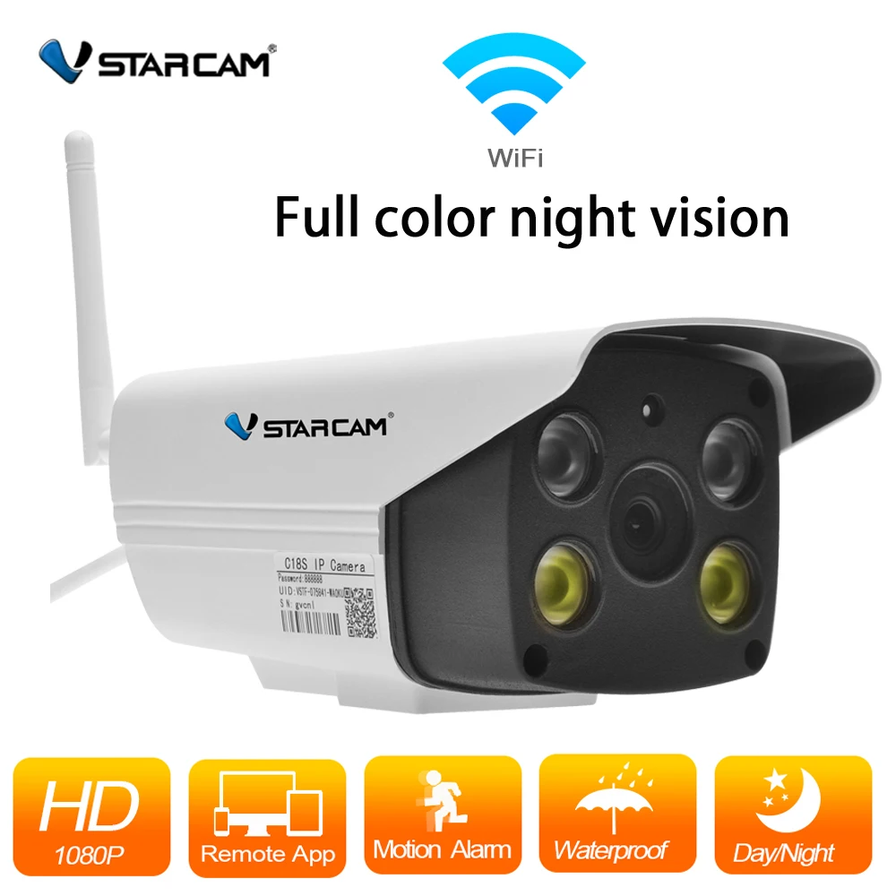 Vstarcam wi fi IP камера HD 1080P безопасности Водонепроницаемый Открытый полный цвет ночного видения безопасности инфракрасный Bulllet камера p2p c18s