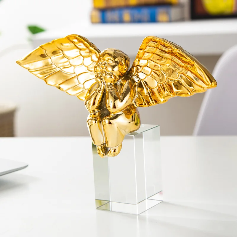 

Plating Fat Angel Figurines Little Fatty Statue Art Sculpture Resin Crafts Home Decoration Ornament Wedding Gift R778