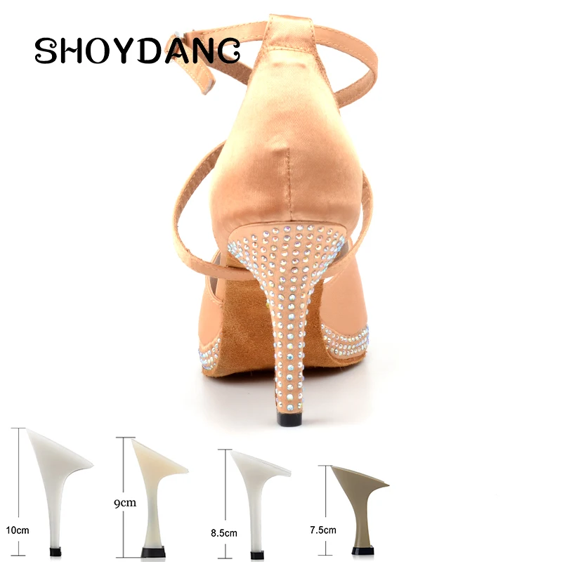 SHOYDANC Dance Shoes Women Latin Apricot/Black Rhinestone Platform Wedding Patry Ballroom | Спорт и развлечения