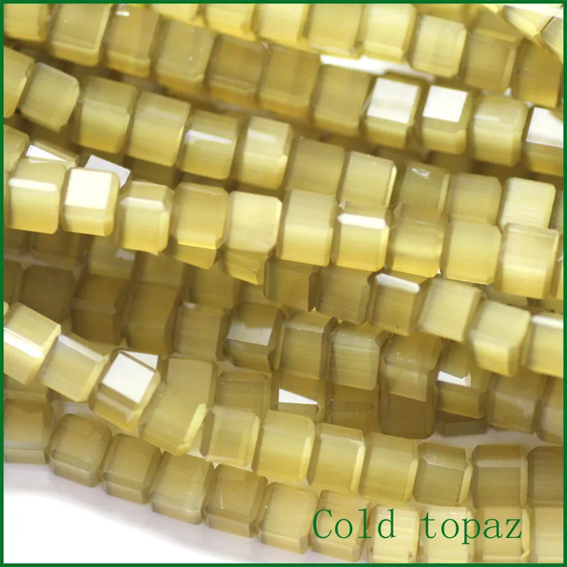 cold topaz Бусины "кошачий глаз", 100 шт, кубические разделители, смешанные бусины, подходят для DIY женщин и мужчин, браслет, ожерелье, ювелирные изделия, подарки, 6*6 мм - Цвет: cold topaz