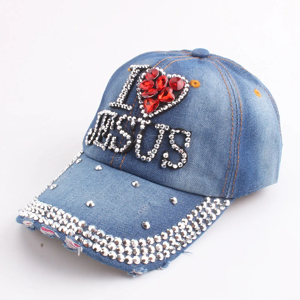Хами Otwo новая бейсболка джинсы алмаз I LOVE JESUS уличная Snapback шляпа для женщин и мужчин хип-хоп джинсовая хлопковая кепка шапки