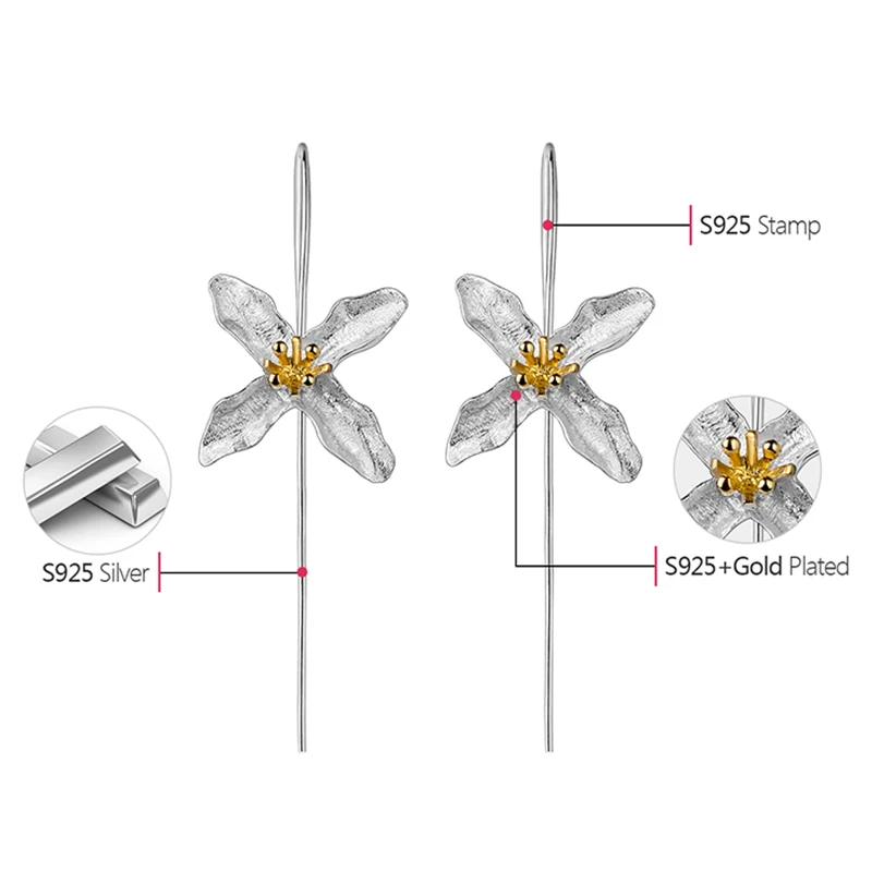 Lotus Fun Moment реальные 925 серебро ручной работы Модные украшения Винтаж поэтический