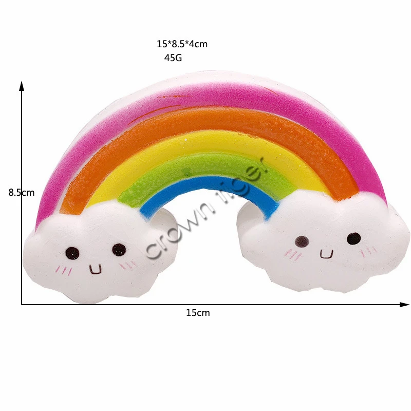 Jumbo Smiley Rainbow Squishy медленно Восстанавливающий имитационный хлеб торт