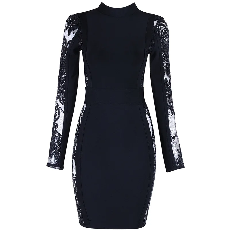 Сексуальное с круглым вырезом кружевное знаменитостей элегантное лоскутное