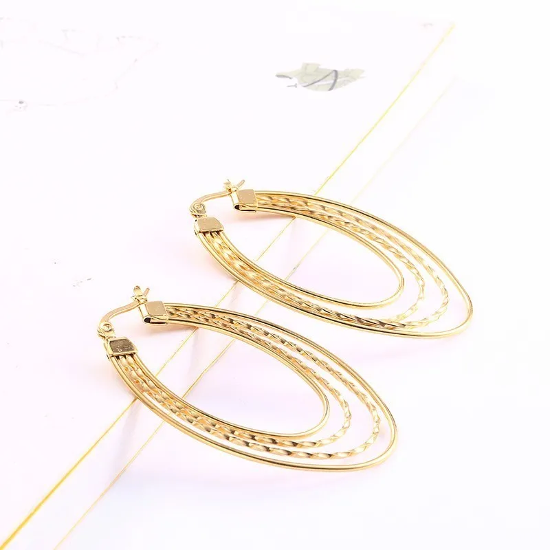 Серьги-кольца женские Овальные из нержавеющей стали в форме капли | Украшения и