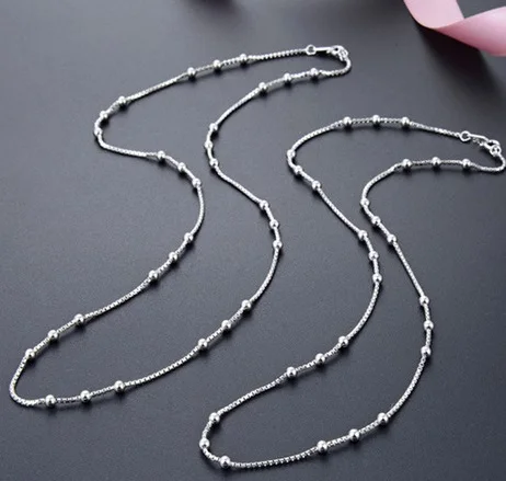 YJAX002201 New Fashion Minimalist Lady Accessories 1.2 Octagonal Bag 3.0 Beads 3:3 Necklace S925 Sterling Silver Jewelry | Украшения и