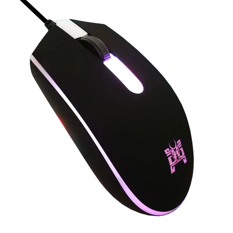 Проводная игровая мышь USB RGB светодиодный Подсветка мышь профессиональная игровая мышь для ПК ноутбука настольный компьютер - Цвет: Black