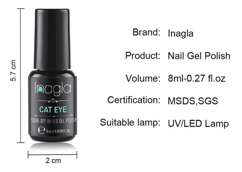 Inagla 8 мл Galaxy лак для ногтей DIY блестящий дизайн ногтей УФ-лампа эффект галактики кошачий глаз Гель-лак для ногтей длинный последний 3D магнитный лак