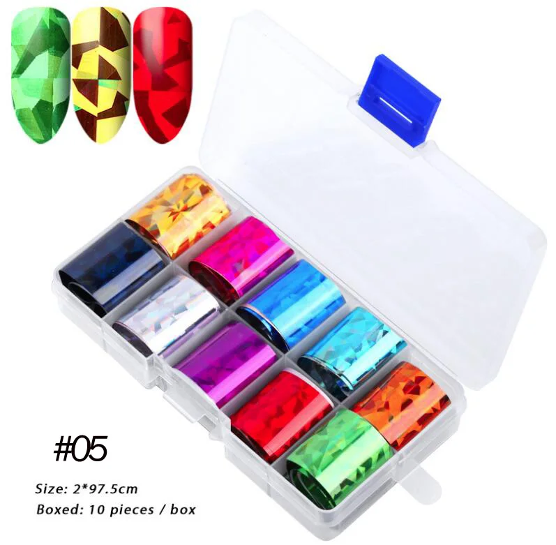 BBASK005 Addfavor 10 шт. голографическая блестящая Фольга для ногтей s звездное небо Звезда кружево Леопард переводная наклейка s переводные наклейки Ваниш Фольга наклейки для ногтей - Цвет: BBASK005