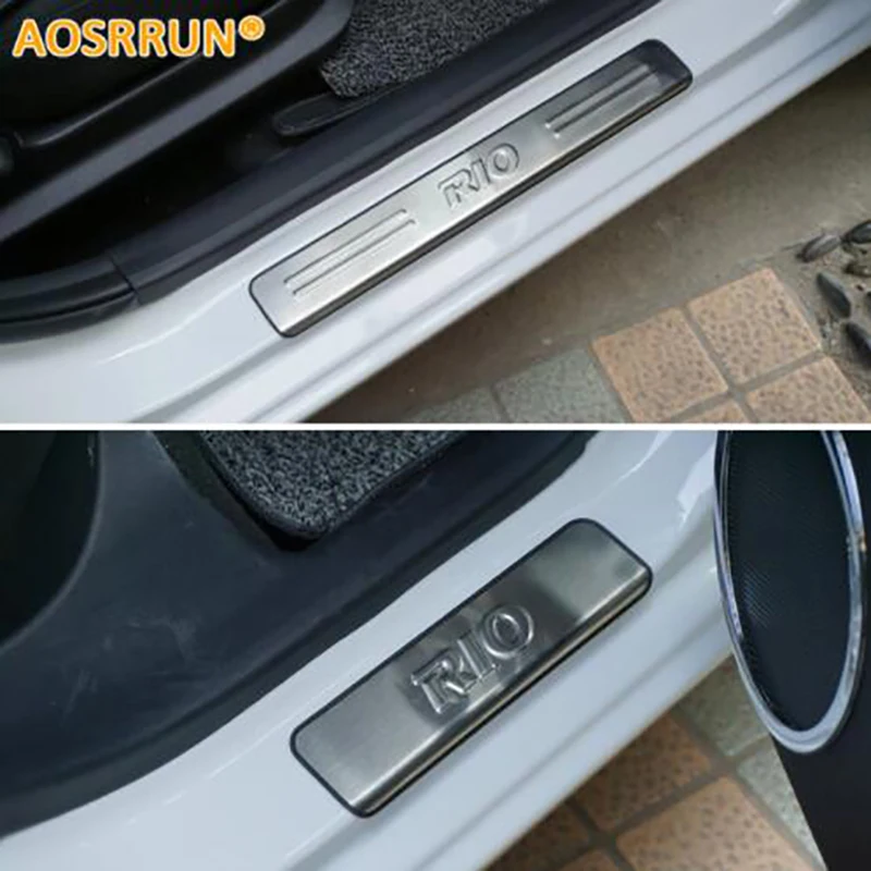 Для KIA RIO k2 2010 2011 2012 2013 седан хэтчбек нержавеющая сталь Накладка порога автомобильные аксессуары 4 шт./компл