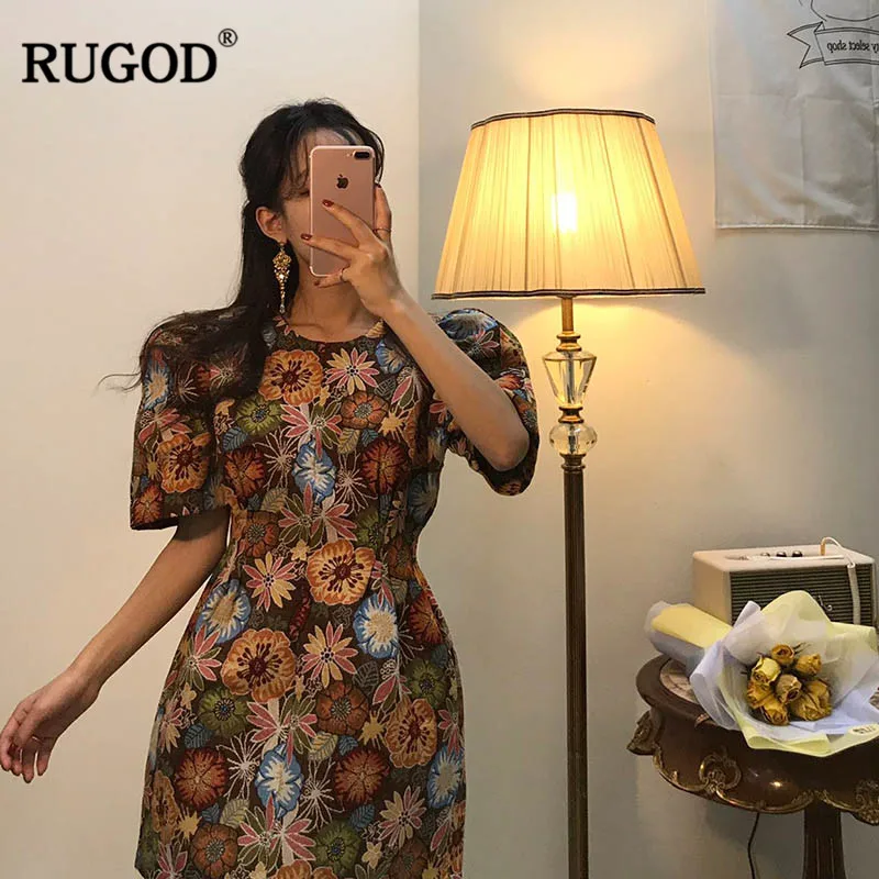 Платье RUGOD женское винтажное с коротким рукавом а силуэта|Женские платья| |