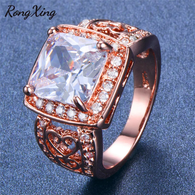 RongXing великолепные розовые Золотые заполненные квадратные большие белые