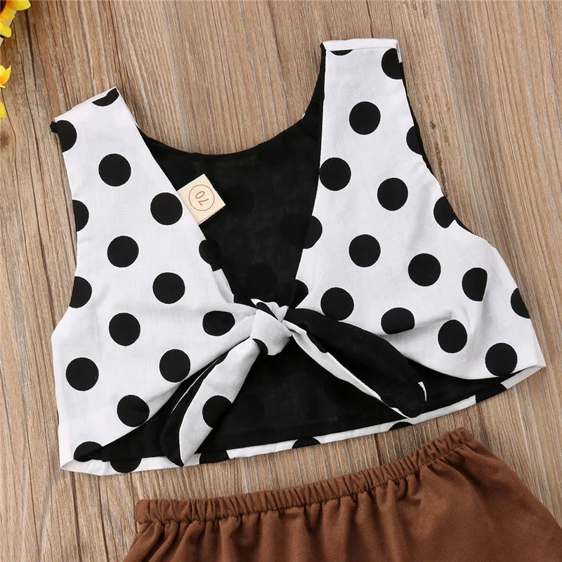 Летние топы без рукавов в горошек с открытой спиной и бантом шорты Одежда для