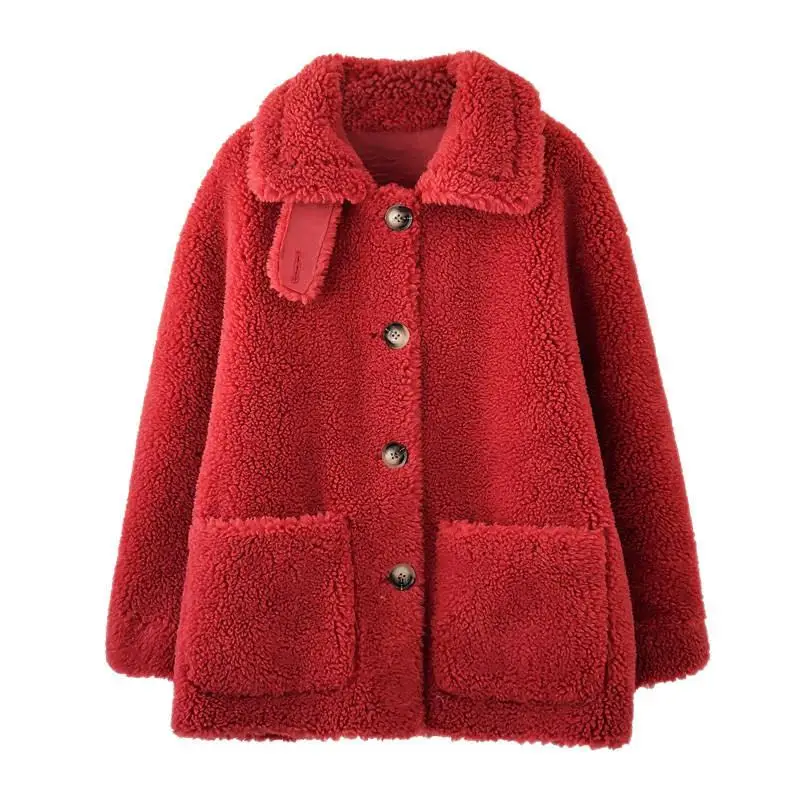

Women 2019 Winter Loose Lamb Fur Coats Female Oversize Plush Wool Jacket Outerwear Overcoat Femme Suede Veste Fourrur Hiver M59