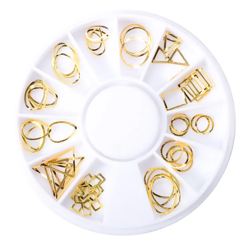 DIY Japanese Manicure Accessories for Decor Scrub Metal Rivet Jewelry Disc Box Ribs Rice Grain Triangle Round Nail Stickers | Красота и