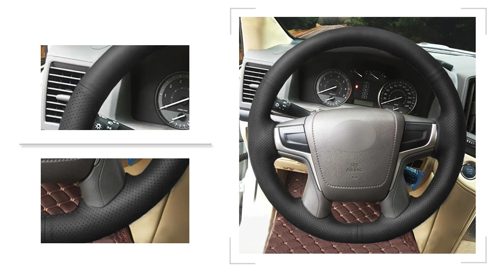Черный PU искусственная кожа DIY чехол рулевого колеса автомобиля для Toyota Land Cruiser Land Cruiser Prado
