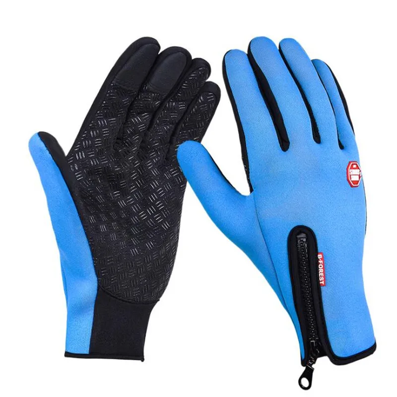 turquoise blue Зимние женские мужские лыжные сноубордические перчатки для езды на мотоцикле зимние перчатки с сенсорным экраном зимние ветрозащитные перчатки водонепроницаемые флисовые - Цвет: turquoise blue