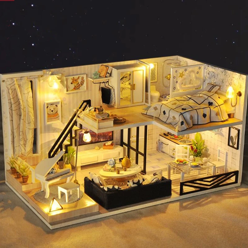 DIY кукольный домик игрушки casa деревянный кукольные номер в поле кукольных