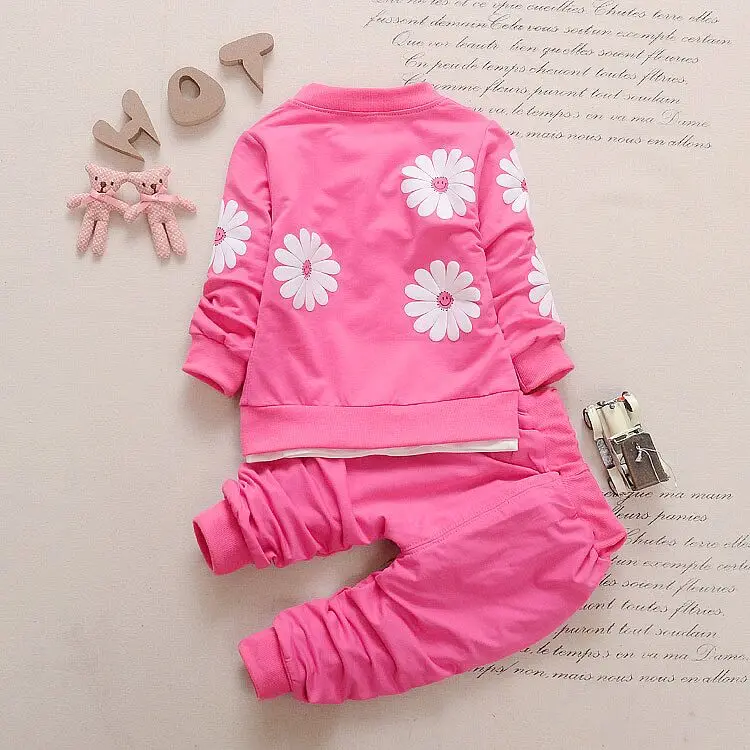 2018 сладкий Стиль Осенняя одежда для маленьких девочек Наборы ухода за кожей
