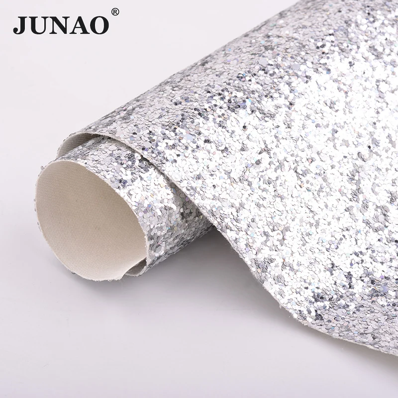 JUNAO 20*34 см серебристо золотисто черная блестящая синтетическая кожаная ткань