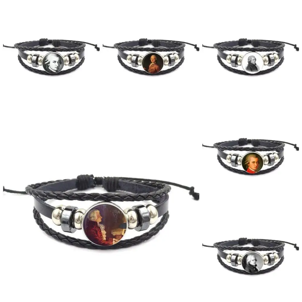 

Ей глянцевые ювелирные изделия, стеклянный черный кожаный браслет, браслет, бижутерия для женщин, высокое качество, для девушек, Wolfgang, компо...