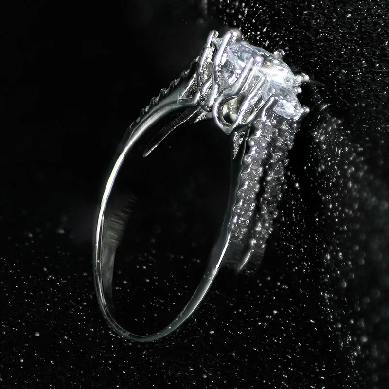 Женское Обручальное кольцо из серебра 925 пробы с тремя камнями ювелирное изделие