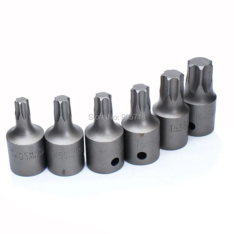 

Quality 6pcs Power Bit Socket 3/8" Drive Socket Bit Set T40-T60 Star Socket Sleeve Set
