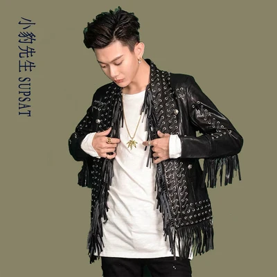 Бесплатная доставка мужской черный смокинг с кисточками куртка для