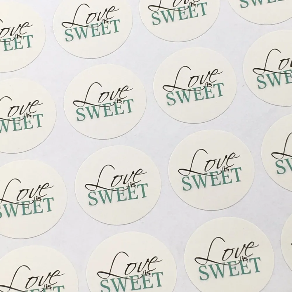 300 шт./лот 3 см круглые клейкие этикетки с принтом Love is Sweet для упаковки ювелирных