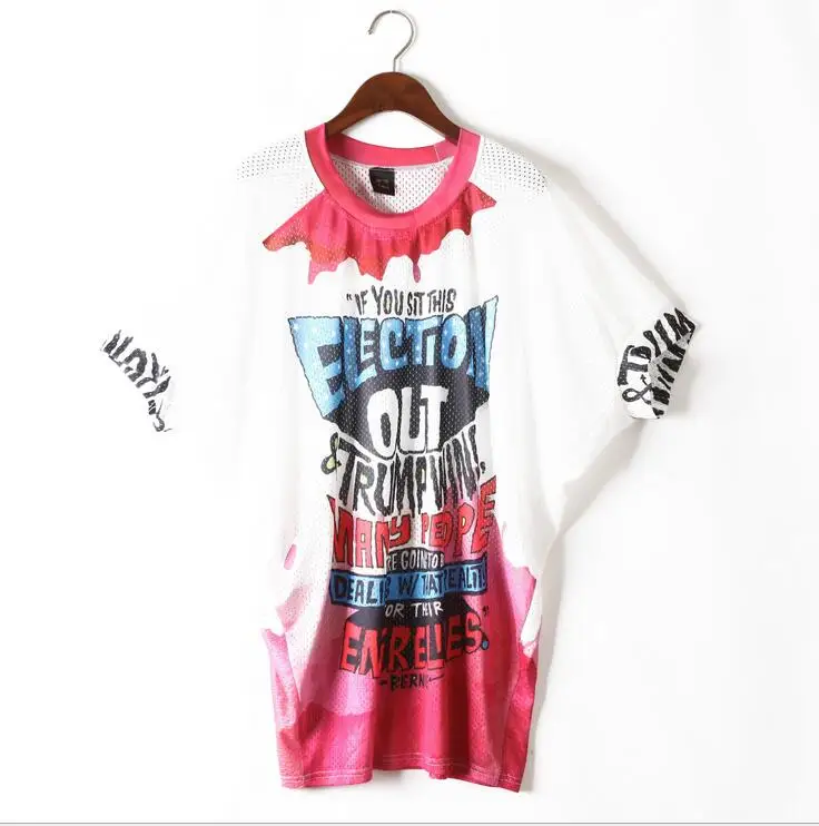 

Summer T Shirt For Women Letter Style Election Out Hip Hop Dance Clothes Loose Casual Tops Tee