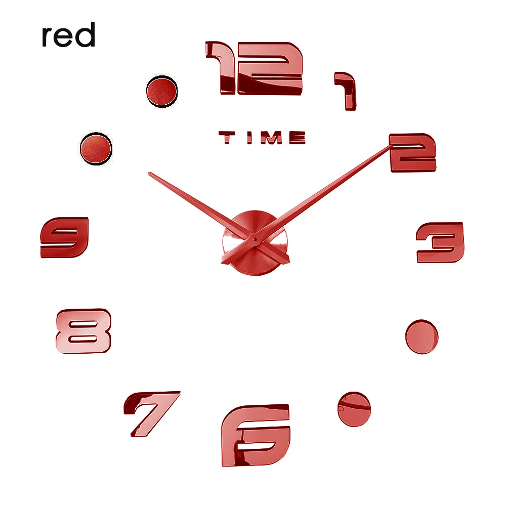 wall clock red Светящиеся креативные новые настенные часы Horloge Murale Diy 3d акриловая наклейка для зеркала большая домашняя кварцевая игла Современная Дези - Цвет: wall clock red
