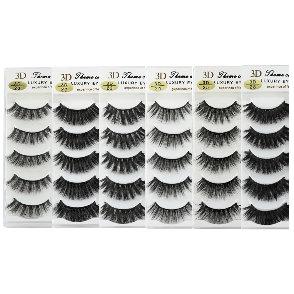 5 Pairs 3D Mink Hair False Eyelashes Thick Natural Cross Long Lashes Fluffy Fake Eye Extension Beauty Makeup Tools | Красота и