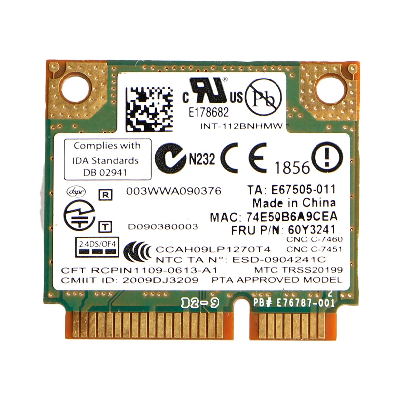 2021 Новая беспроводная мини Wi Fi карта Intel Centrino Wireless N 1000 802 11 b/g/n 112BNHMW Half PCI E|Сетевые
