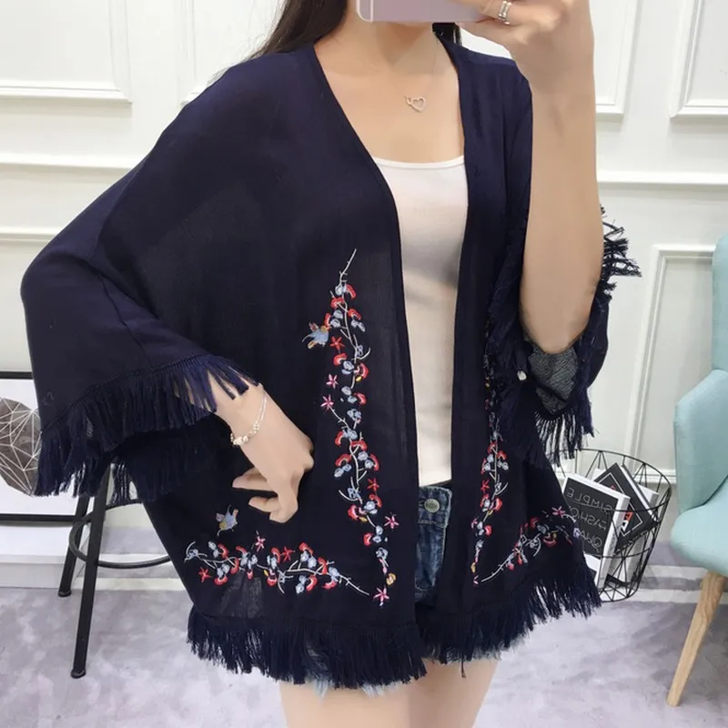 Винтажные вышитые цветы весенние пальто женские 4 цвета летние кардиганы которые