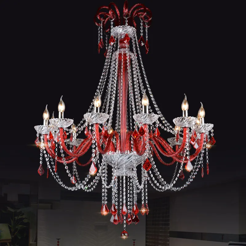 Luxury K9 Crystal Chandelier Lamp with Candle in Red/Blue/Gold/Black for Living dining room lustres de cristal | Лампы и освещение